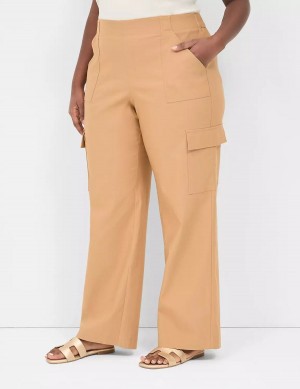 Women Lane Bryant 4-Season Pull-On Straight Cargo Pants Brown | JIM6626OG