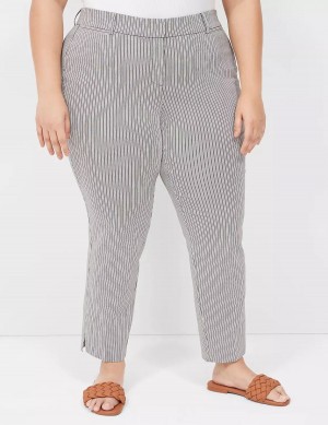 Women Lane Bryant 4-Season Slim Ankle Pants Black Stripes | XHG1789GZ