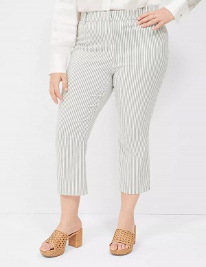 Women Lane Bryant 4-Season Slim Capri Pants Green Stripes | ICS975FD