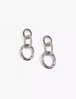 Women Lane Bryant Animal Print-Link Earrings Silver | FIY1410AO
