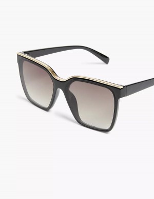 Women Lane Bryant Black Embellished Cateye Sunglasses Black | TLK5080VZ