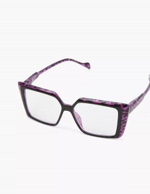 Women Lane Bryant Black & Purple Cheetah Print Cateye Reading Glasses Purple | PIF7933KV