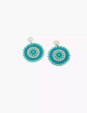 Women Lane Bryant Blue Beaded Filigree Drop Earrings Silver | JQU1187IY