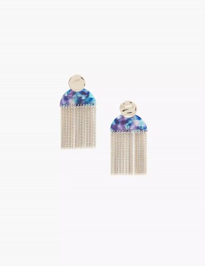 Women Lane Bryant Blue Tassel Drop Earrings Silver | ELR4344ZM