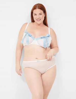 Women Lane Bryant Bow-Back Sheer Briefs White | DAR1823ZS