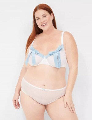 Women Lane Bryant Bow-Front Sheer Unlined Balconette Bra White | QVS562PS