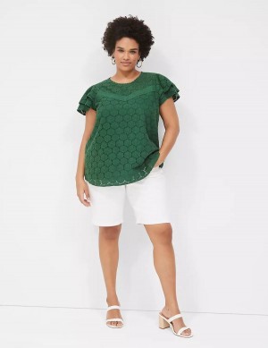 Women Lane Bryant Boyfriend Fit Bermuda Jean Shorts White | SPB9312FI