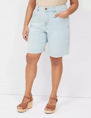 Women Lane Bryant Boyfriend Fit Bermuda Jean Shorts Light Blue | SER9282IE