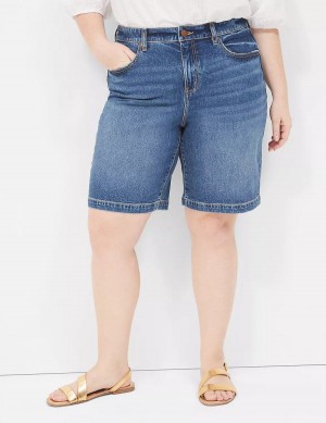 Women Lane Bryant Boyfriend Fit Bermuda Jean Shorts Blue | QWH5222YI