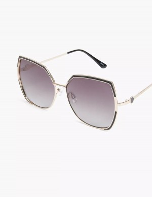 Women Lane Bryant Butterfly Aviator Sunglasses Black | SIW5657WT
