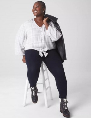 Women Lane Bryant Classic Button-Down Tie-Hem Top Shirts White | FFB8446WZ