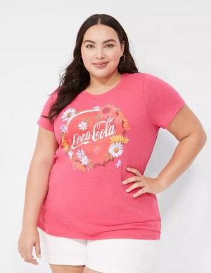Women Lane Bryant Coca-Cola Graphic Tee T Shirts Pink | GFA367ZR