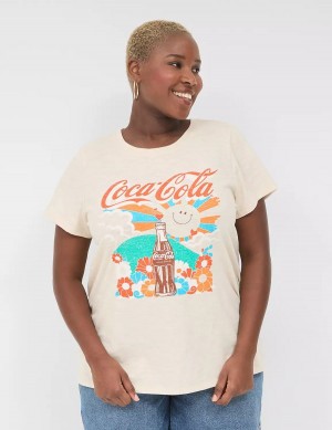 Women Lane Bryant Coca-Cola Graphic Tee T Shirts Cream White | FXK810BU