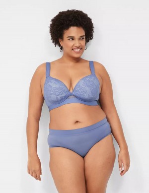 Women Lane Bryant Comfort Bliss Lightly Lined Plunge Bralettes Blue | DGQ3771QV