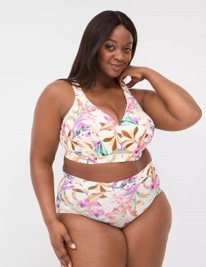 Women Lane Bryant Comfort Bliss Lightly Lined No-Wire Bralettes White Multicolor | ZBO3371XO