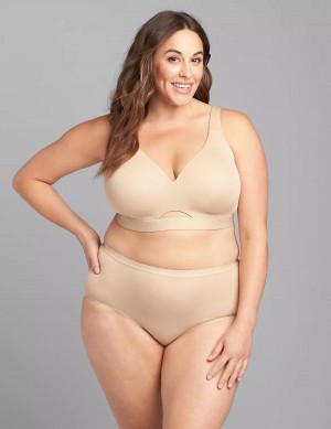 Women Lane Bryant Comfort Bliss Lightly Lined No-Wire Bralettes Beige | UDE5271ZX