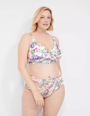 Women Lane Bryant Comfort Bliss Lightly Lined No-Wire Bralettes White Multicolor | LNB237FK