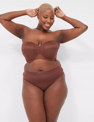 Women Lane Bryant Comfort Bliss Wide-Side Thong Panty Chocolate | LNB1636XE
