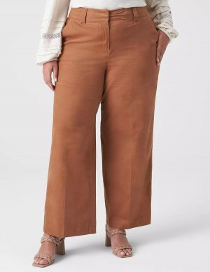 Women Lane Bryant Corduroy Trouser Pants Brown | IOU6198FX