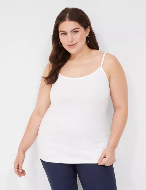 Women Lane Bryant Cotton Cami Tank Top White | CTE2388AA