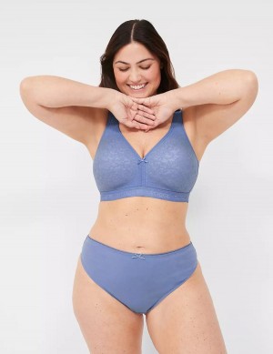 Women Lane Bryant Cotton French With Stretch Lace Back Briefs Blue | CNM8540QJ