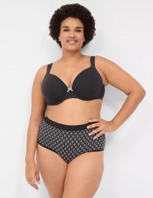 Women Lane Bryant Cotton Full With Wide Waistband Briefs Black | LPV127YU