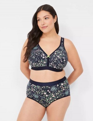 Women Lane Bryant Cotton Lightly Lined No-Wire Bralettes Black | LIZ7726JB