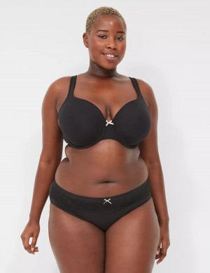 Women Lane Bryant Cotton With Lace Waist Hipster Panty Black | UAQ6472WI