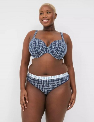 Women Lane Bryant Cotton With Wide Waistband Thong Panty Blue | PYI2683GO