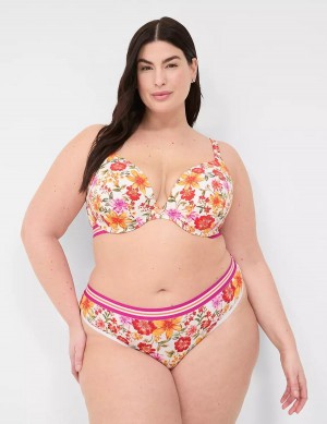 Women Lane Bryant Cotton With Wide Waistband Thong Panty Orange Multicolor | RVT9345DN