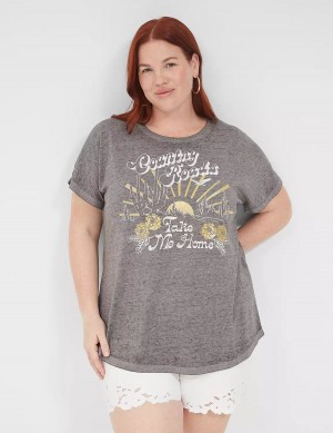 Women Lane Bryant Country Roads Take Me Home Graphic Tee T Shirts Grey | VKN8310BI