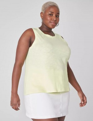 Women Lane Bryant Crew-Neck Tank Top Light Green Yellow | CNO559GJ