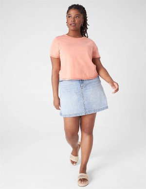 Women Lane Bryant Crop Crew-Neck Washed Tee T Shirts Orange | QSC3587AM