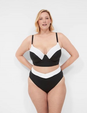 Women Lane Bryant Cross-Over Waistband Swim Briefs Black | FNO5540IA