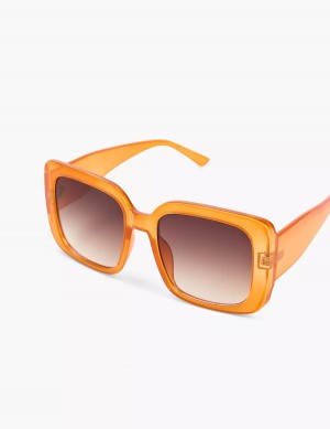 Women Lane Bryant Crystal Orange Square Sunglasses Orange | QZY5382PC