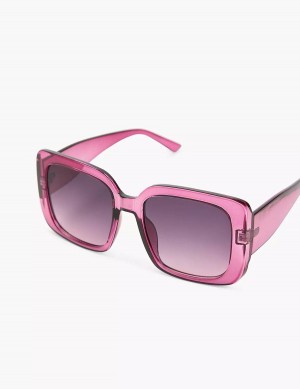 Women Lane Bryant Crystal Wine Square Sunglasses Burgundy | CNZ357WD