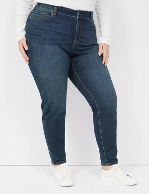 Women Lane Bryant Curvy Fit High-Rise Skinny Jeans Dark Blue | BOB469SE