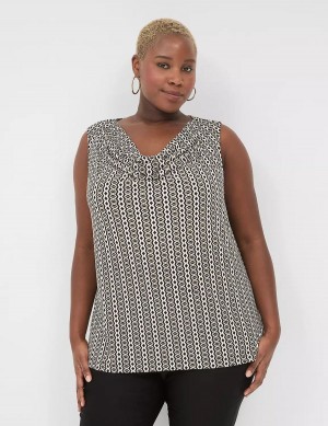 Women Lane Bryant Drape-Neck Shell T Shirts Black | LFS7230NI