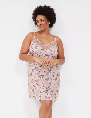 Women Lane Bryant DreamyCool Lace-Trim Chemise Dress Rose Pink | UED8646RL