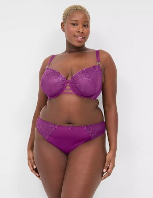 Women Lane Bryant Embroidered French Briefs Purple | LCF313ML