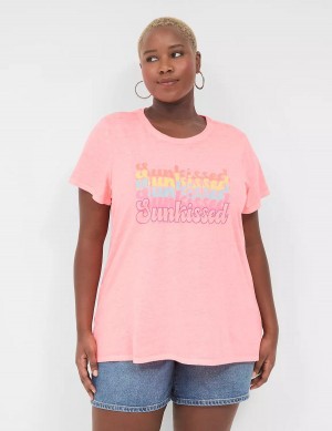 Women Lane Bryant Embroidered Sunkissed Graphic Tee Tank Top Light Coral | YSX926AP