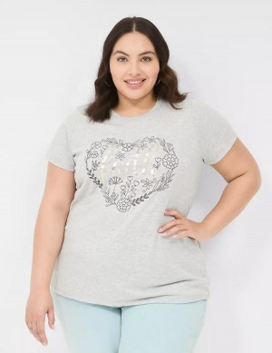 Women Lane Bryant Faith Graphic Tee Tank Top Grey | SYC323ZZ