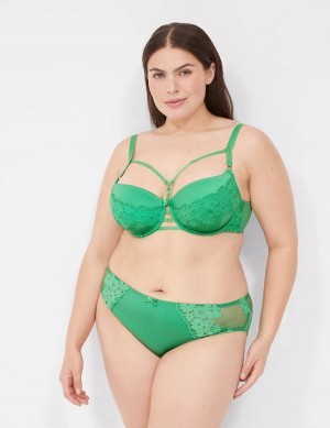 Women Lane Bryant Fishnet Lace Boost Balconette Bra Green | KLQ7928RI
