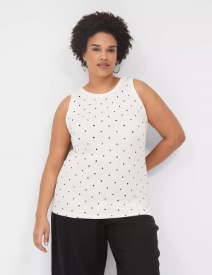Women Lane Bryant Fitted High-Neck Rib Tank Top White | UIU3675HC