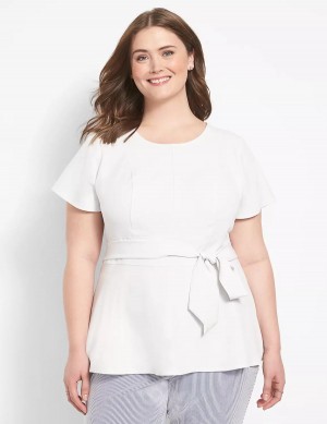 Women Lane Bryant Fitted Short-Sleeve Crew-Neck Lena Top T Shirts White Rose | GBF967SR