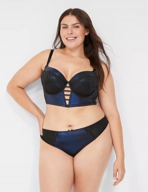 Women Lane Bryant Foil Shine Thong Panty Black | AEA419ZZ