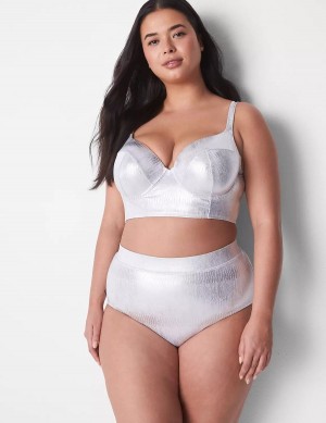 Women Lane Bryant Foil Swim Briefs Silver | NQK78HH