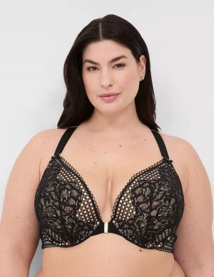 Women Lane Bryant Front-Close Boost Plunge Bralettes Black | IVV5467FX