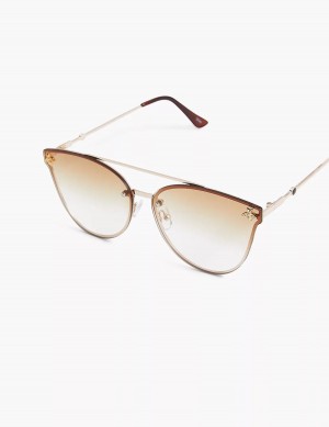 Women Lane Bryant Goldtone Bee Aviator Sunglasses Gold | JXM5129YS