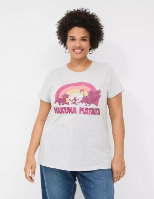 Women Lane Bryant Hakuna Matata Graphic Tee T Shirts Grey | IDM2258XP